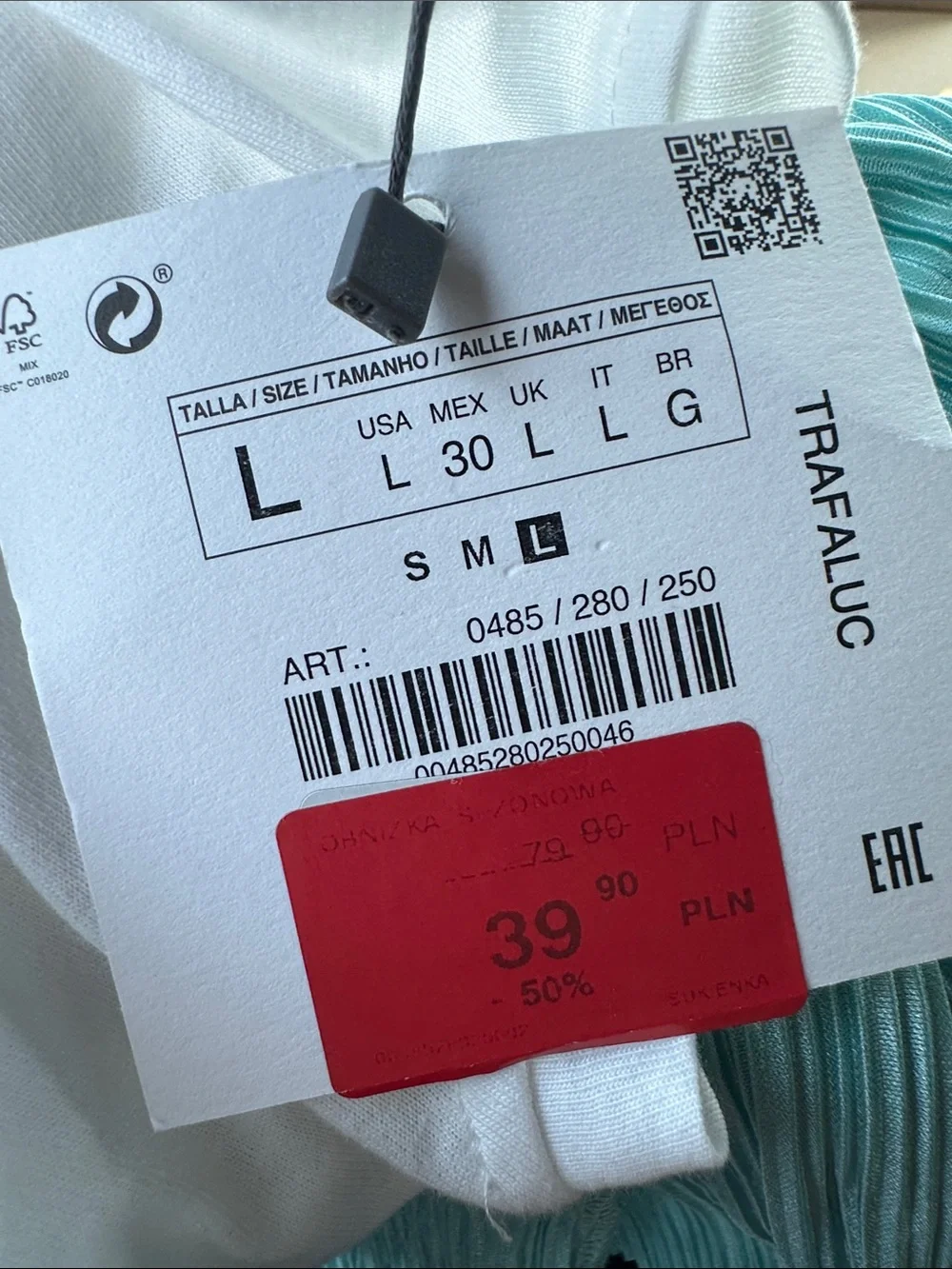Zara Pleated Mint Green Midi dress - Size Large 1 piece